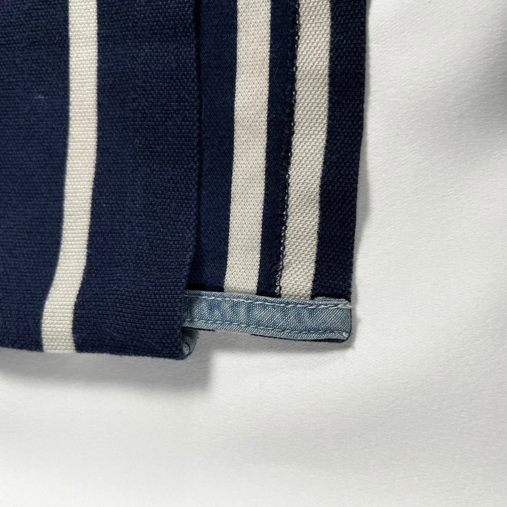 Polo Ralph Lauren Mens Large Navy White Striped Cotton Pique Short Sleeve Polo